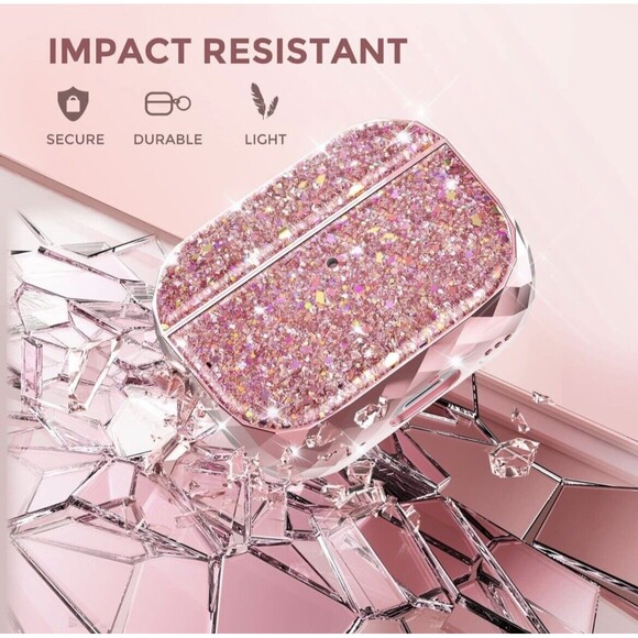 For AirPods 1 & 2 Case Cover Women Girls Glossy Smooth Hard Shell Rose Gold New - Picture 4 of 6